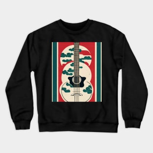 Acoustic Guitar Japanese Style Abstract Artwork Crewneck Sweatshirt